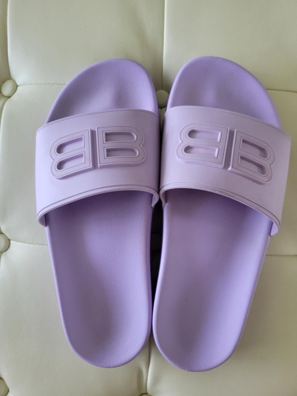 Balenciaga Lilac BB Logo Slide Sandals - Women - Picture 10 of 10